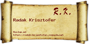 Radak Krisztofer névjegykártya